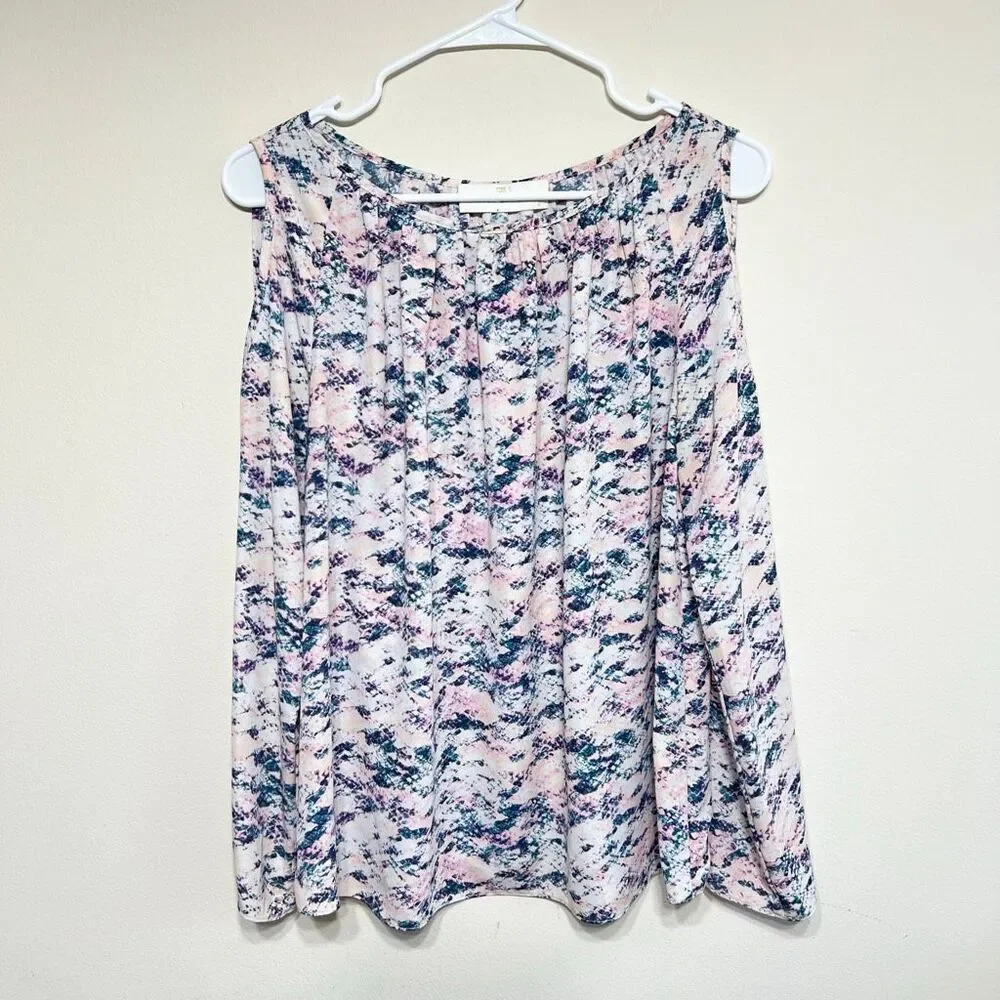 Amanda Uprichard Cold Shoulder Long Sleeve Blouse Colorful Medium - Picture 1 of 8